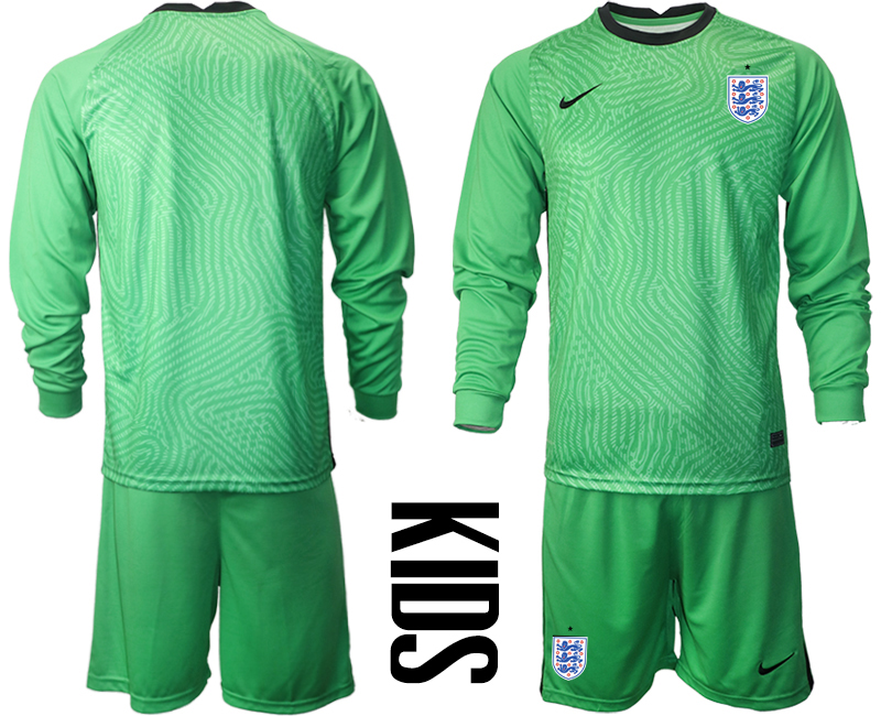 Youth 2021 European Cup England green Long sleeve goalkeeper Soccer Jersey->england jersey->Soccer Country Jersey